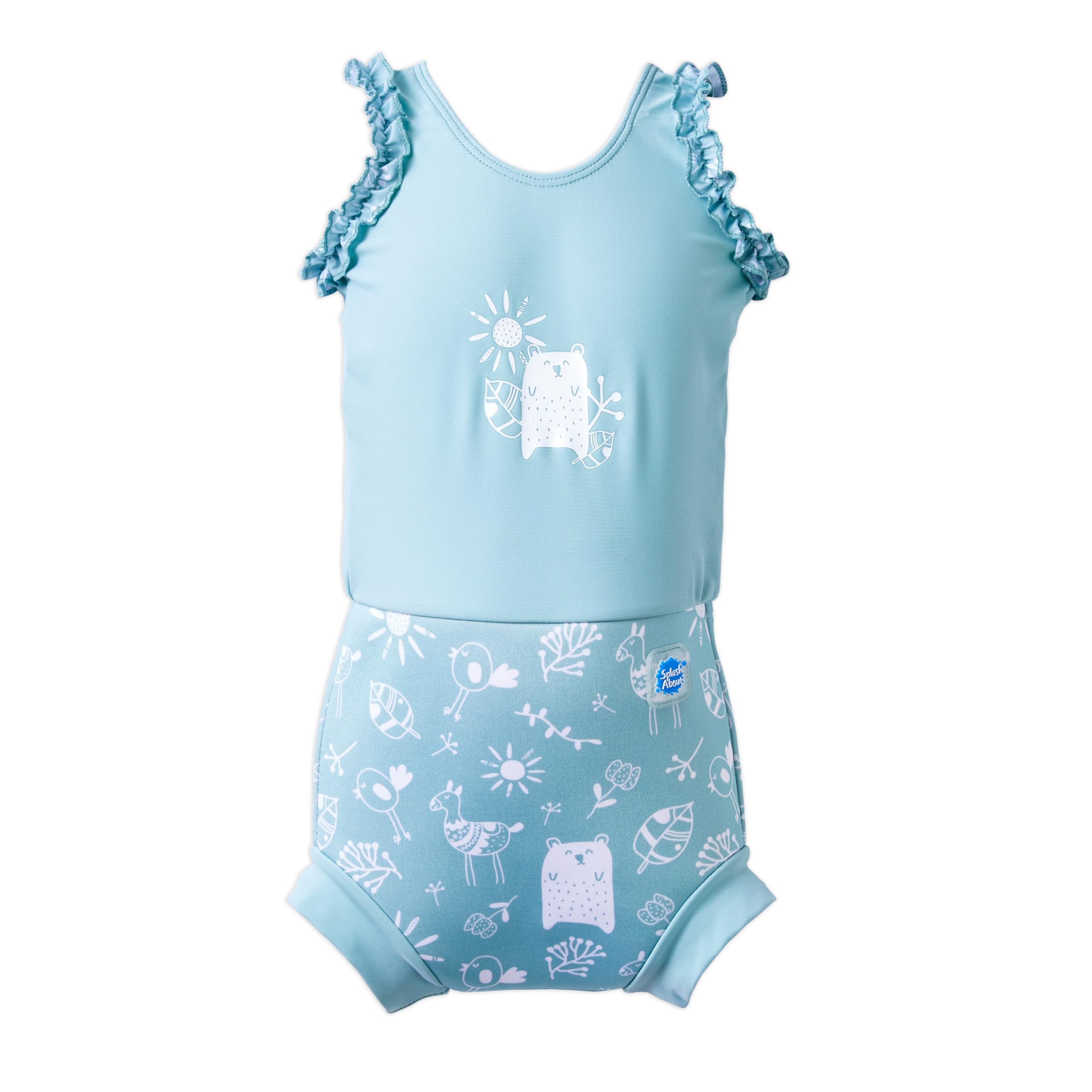 Splash About Baby Girls' Happy Nappy Costume One Piece Swimsuit, Sunny Bear, 0-4 Months