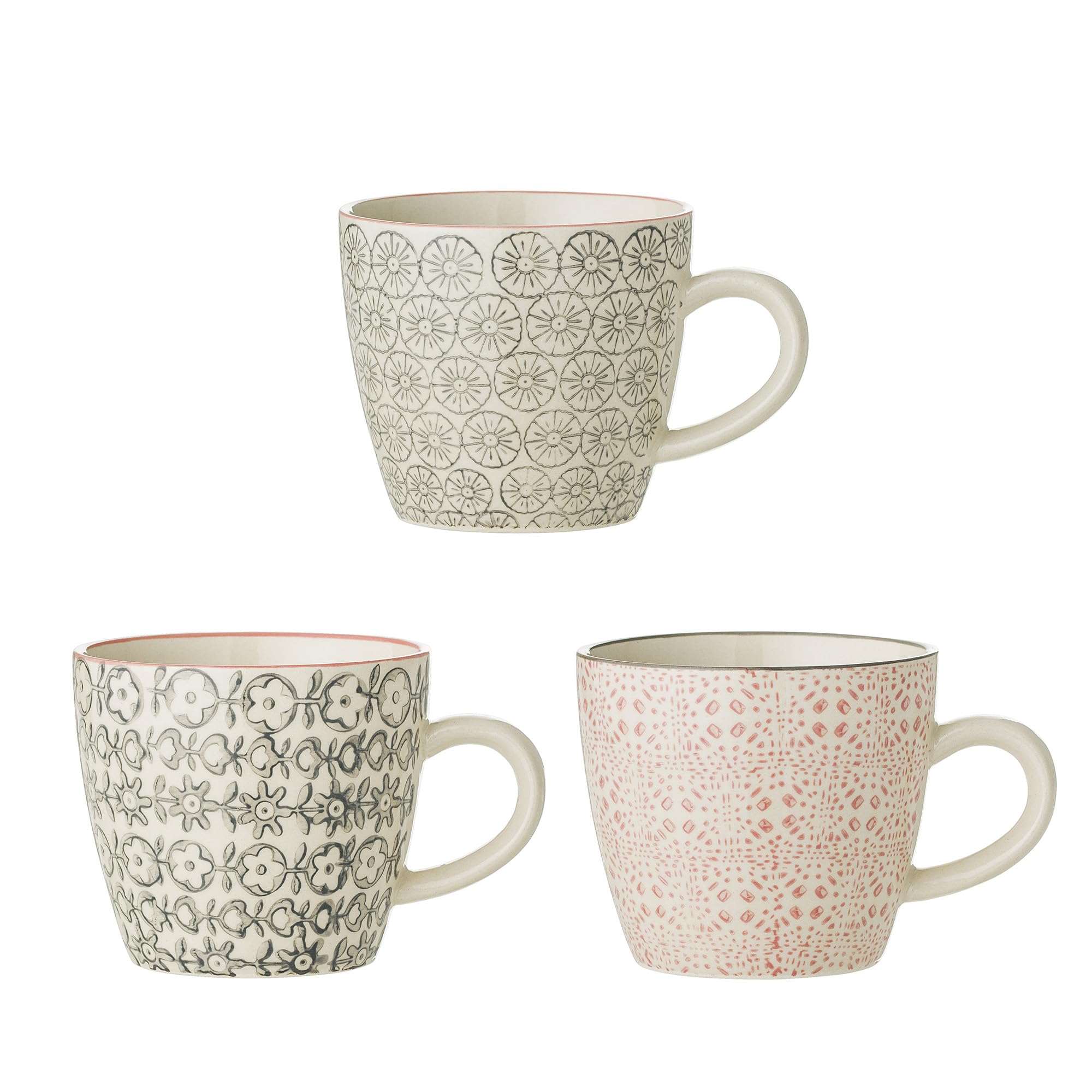 Bloomingville Small Cups Cecile Pink Grey Ceramic Set of 3 7.5 cm