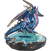 ICE ARMOR 3" H Blue Dragon Tray Figurine Statue Sculpture Ornament Decor for Housewarming, Holidays, Christmas for Men/Women