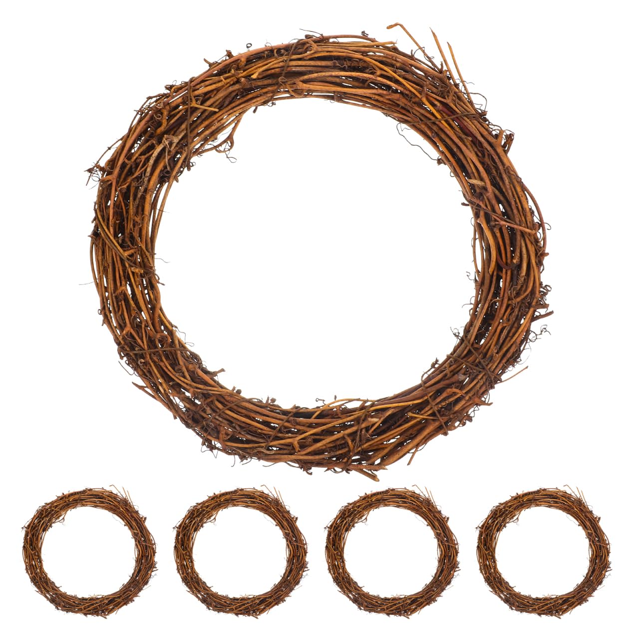 Operitacx 5pcs 7.87inch Natural Wreaths, Vine Branch Wreath, Making Supplies, Rattan for DIY Christmas Craft, Front Door Wall Hanging, Wedding and Party Decors