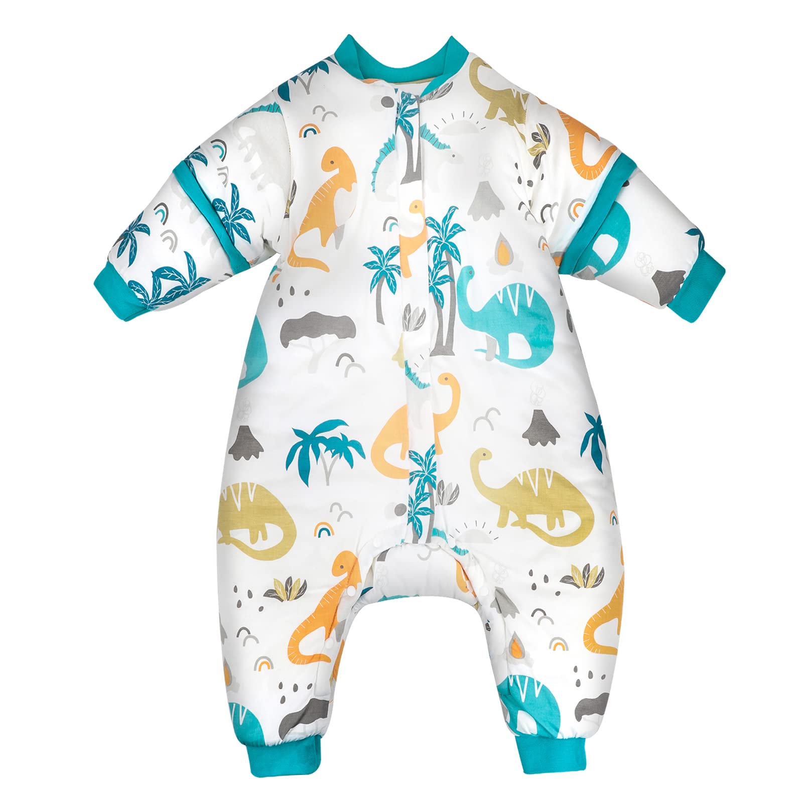 MOEMOE BABY Sleeping Bag with Legs Winter Toddler Sleep Bag with Feet 3.5 TOG Thicken Sleep Sack with Feet Cotton Wearable Blanket,Dinosaurs,L,Length 90cm/2-4 Years