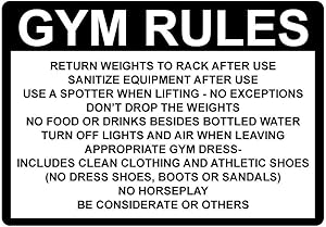 Anjoes Security Sign Safety 8x12 Tin Sign Decor Street Warning Gym Rules Return Weights Rack After Use Sanitize