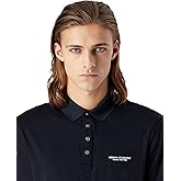 Armani Exchange Mens Short Sleeve Milano/New York Logo Jersey Polo Shirt
