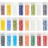 HOBBIESAY About 3190Pcs 24 Styles 2-5mm Glass Bugle Beads 0.6mm Hole Tube Seed Loose Spacer Beads for Adult DIY Bracelets Necklaces Earrings Jewelry Making