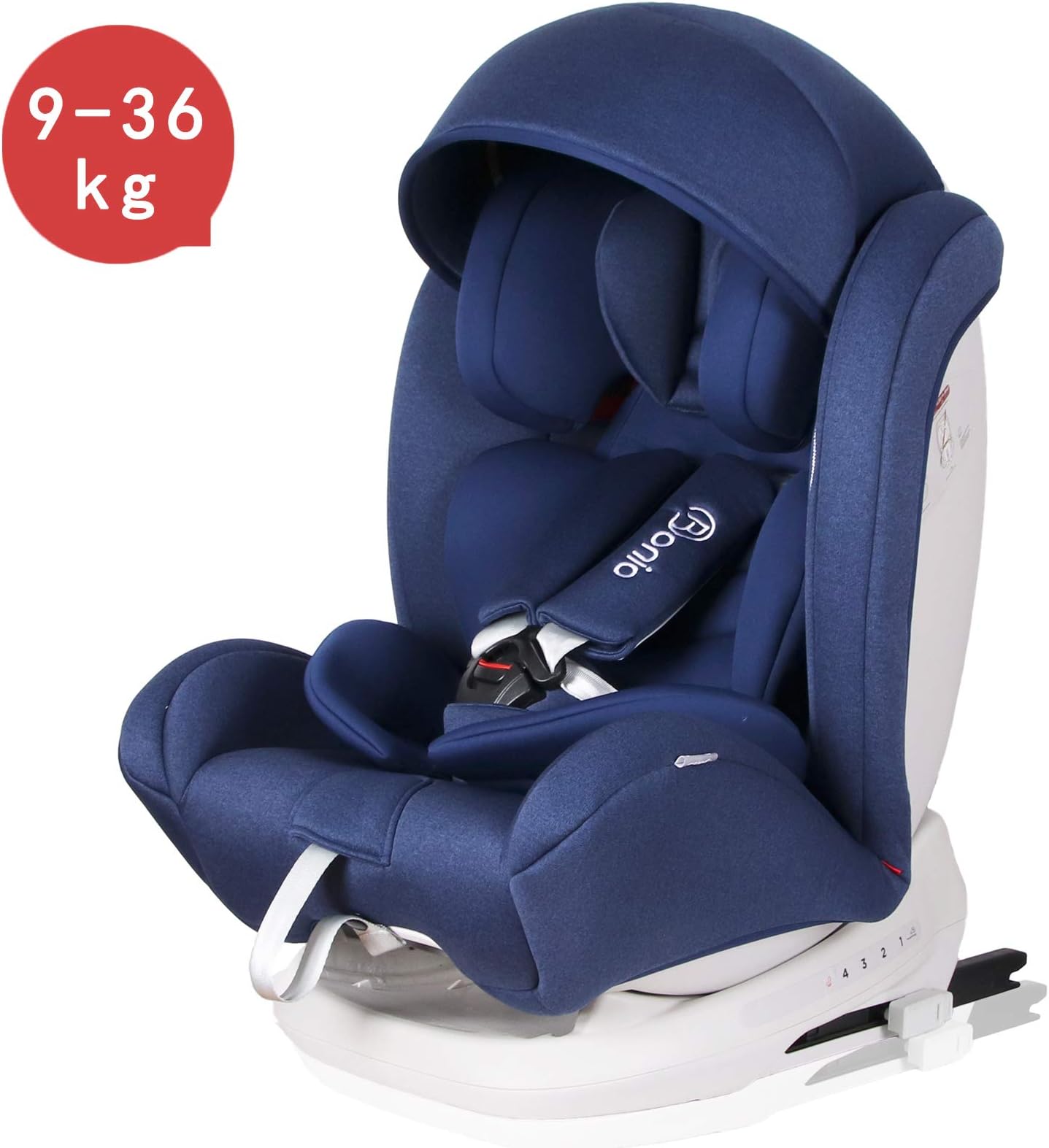 Bonio Car Seat Group 1/2/3 (9-36 kg) with ISOFIX SIPS Recline ECE R44/04 Blue