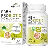 Ascuoli Probiotics for Women & Men - 300 Billion CFU, 24 Strains Probiotics + 15 Organic Herbs Blend, Daily Probiotic for Digestive Health, Immune, Gut, Bloating - 60 Capsule