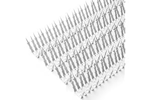 GEULIEBY Bird Deterrent Spikes, Stainless Steel Bird Spikes, Bird Deterrents for Outside Bird Spikes for Pigeons Birds Cats Squirrels, Bird Deterrent use for Fence Balcony Roof Garden, 10 Strips Covers 10 Feet