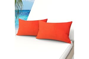 WOLKI Waterproof Outdoor Pillows 12X20 Inch Feather and Down Filled Throw Pillow for Patio Furniture, Outside Decorative Set of 2, Orange
