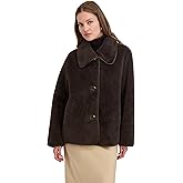 TAHARI Women's Faux Shearling Jacket With Pu Trim, Button Closure, Unlined