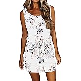 AUSELILY Womens Summer Dress Casual Sleeveless Sundresses Drawstring Waist Beach Cover up Short Swing Dresses with Pockets