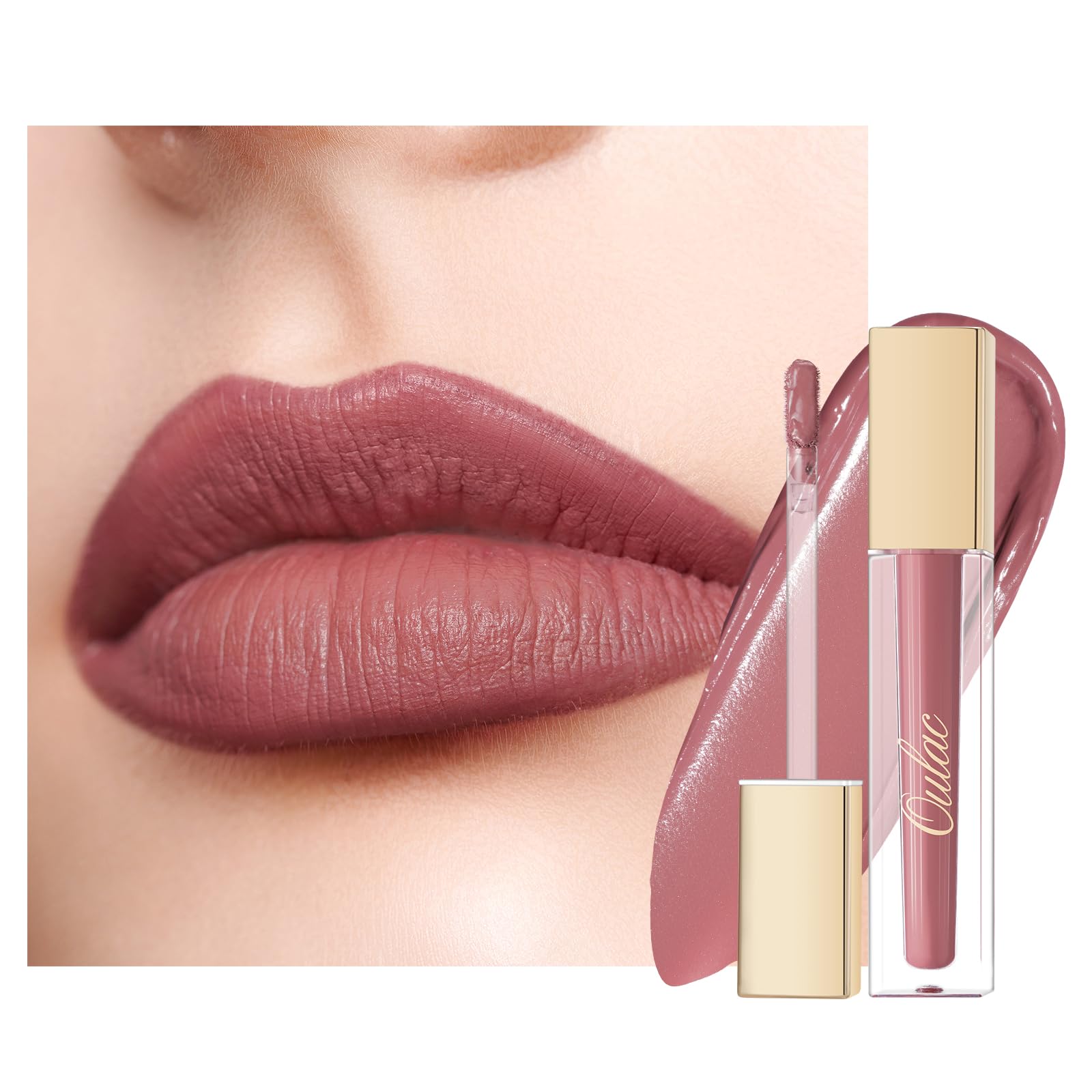 Oulac Pink Matte Liquid Lipstick for Women, Long Lasting Lipstick Waterproof Lip Stain, No Transfer, Creamy High Pigmented Formula with Rose Oil, Vegan & Cruelty-Free, Rose Pink M26 — image 1