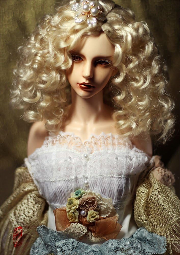 Zgmd 1/3 BJD DOLL SD doll Wig 8"-9" Curls Long Wig Blond Female Wig