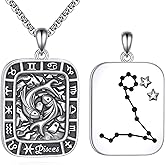 Zodiac Necklace 925 Sterling Silver Constellation Necklace Zodiac Sign Pendant Necklaces Horoscope Astrology Jewelry Gifts for Women Men Unisex Christmas Birthday