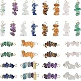 Boutigem 32Pcs Natural Gemstone Chips Connector Charms Mixed Color Crystal Stone Link Pendants 23-30mm 16 Styles for Bracelet Necklace Earring Jewelry Making DIY Craft Home Decor