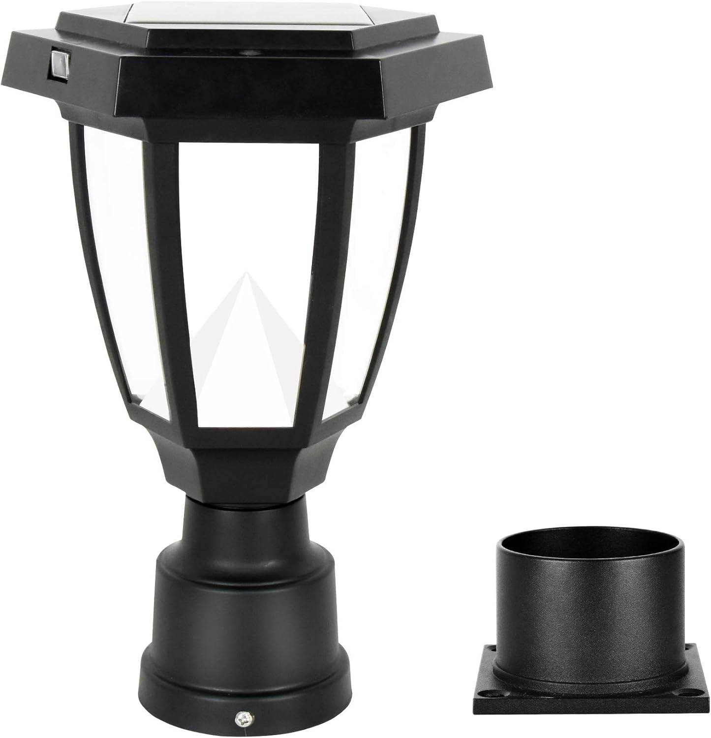 FUDESY LED Outdoor Solar Post Light Fixture,Plastic Black Post Lamp Lantern for Garden Post Pole Mount Landscape Yard Pathway Deck, FDS1761PCS