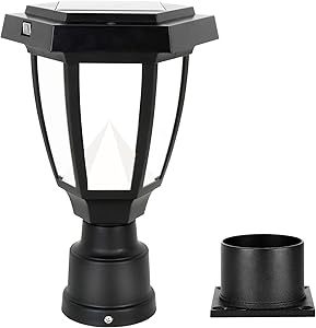 FUDESY LED Outdoor Solar Post Light Fixture,Plastic Black Post Lamp Lantern for Garden Post Pole Mount Landscape Yard Pathway Deck, FDS1761PCS