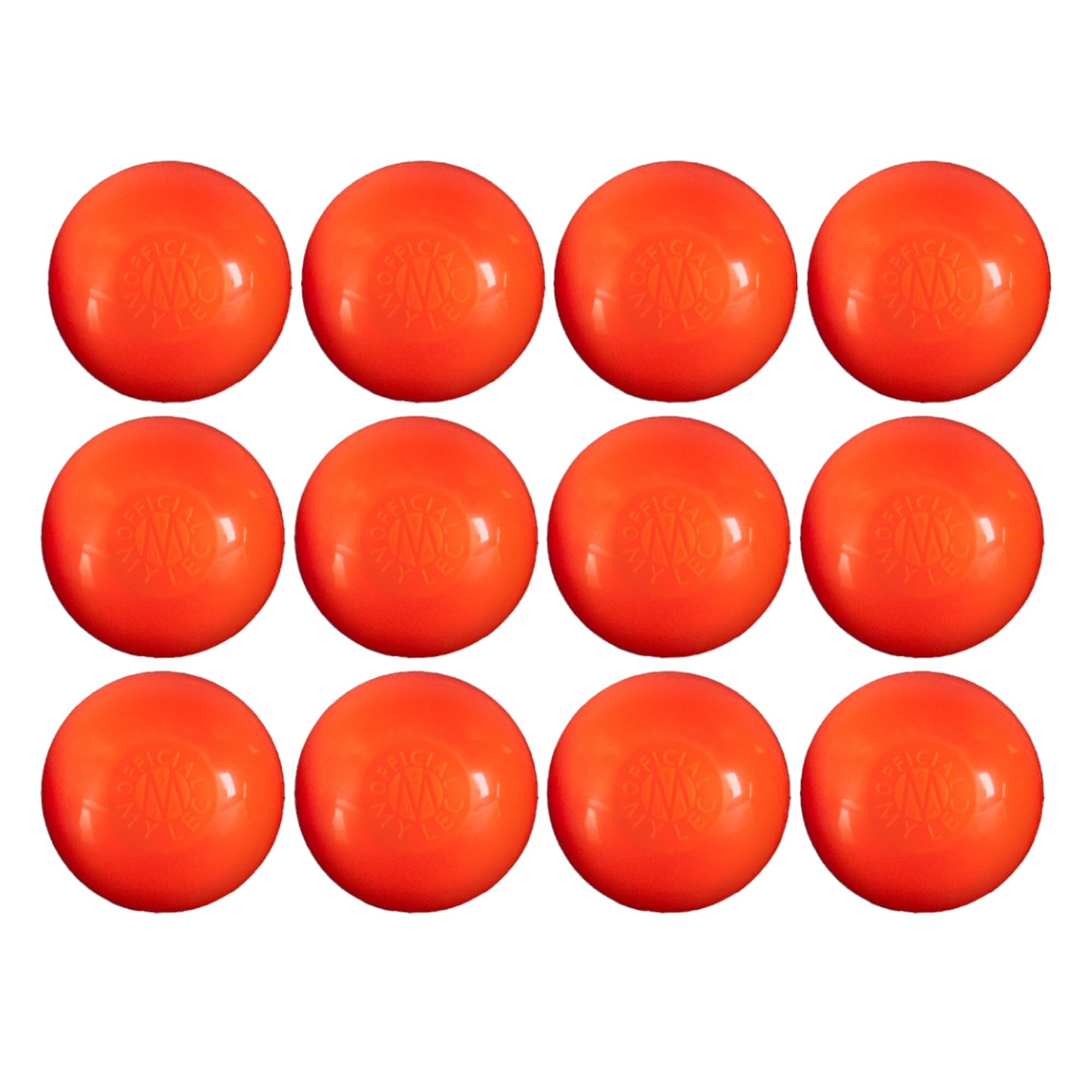 Photo 1 of Mylec Street Hockey Balls, No-Bounce Hockey Balls, Perfect for Play at 60 Degrees F and up, Durable Construction, Stree & Roller Hockey Ball for Outdoor Play - Orange 12 Pack