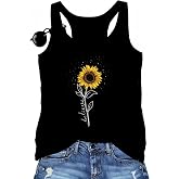MQSVPUT Womens Tank Tops Summer Racerback Graphic Tanks Beach Vacation Tops Loose Running Athletic Sleeveless Shirt Cami