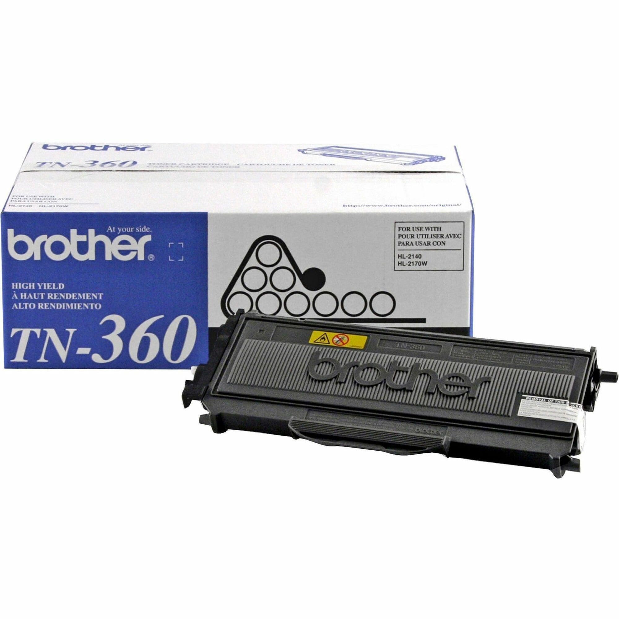 Brother Genuine High Yield Toner Cartridge, Black Toner, Page Yield Up To 2,600 Pages, TN360