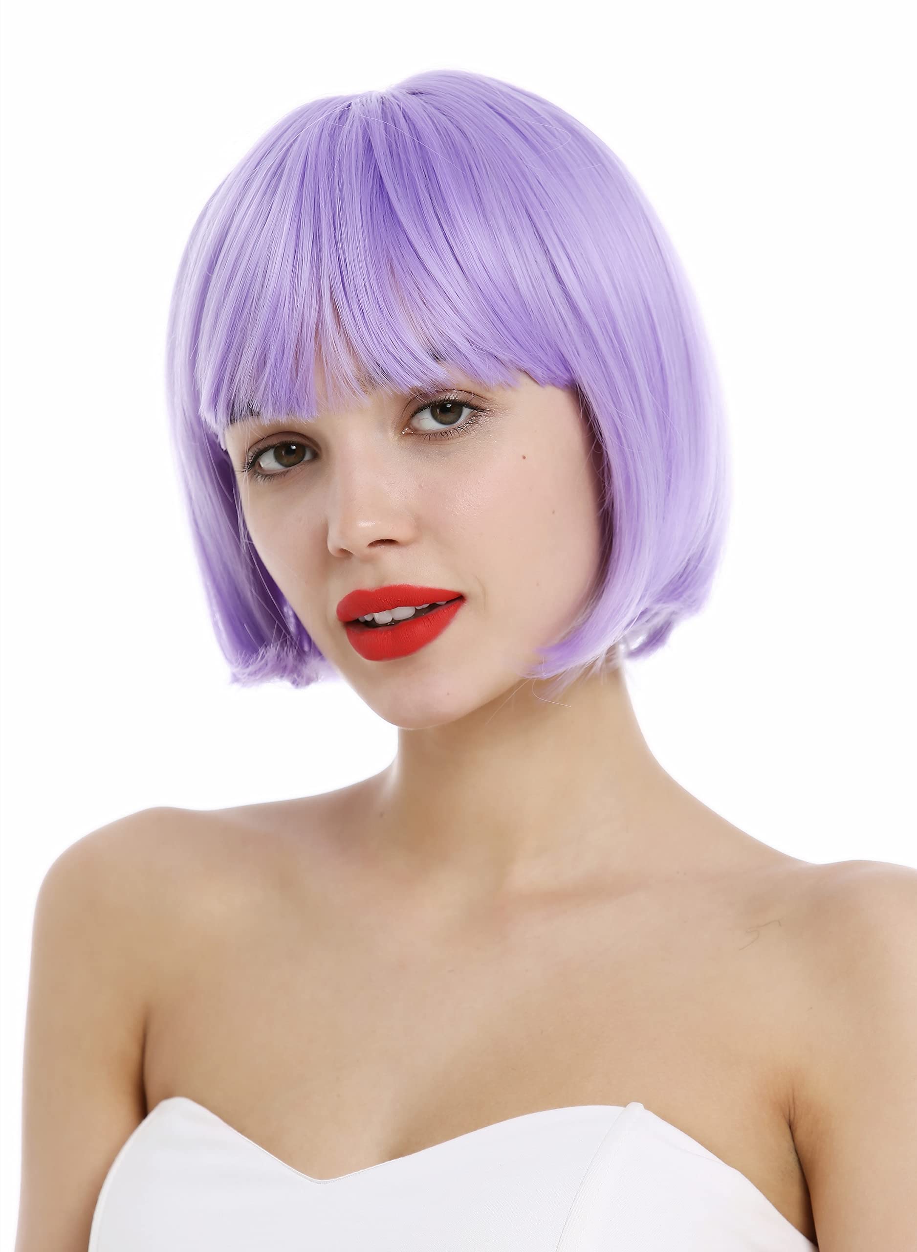 WIG ME UP - VK-4-HTY55C Short Lady Wig classy classic Bob style straight bangs sleek purple