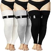 Tivi Tovo 3 Pairs Plus Size Women Leg Warmers Winter Thigh High Socks for Thick Thighs, Extra Long over The Knee Stockings Extra Wide Leg Warmer Footless for Winter Sports Yoga Dance