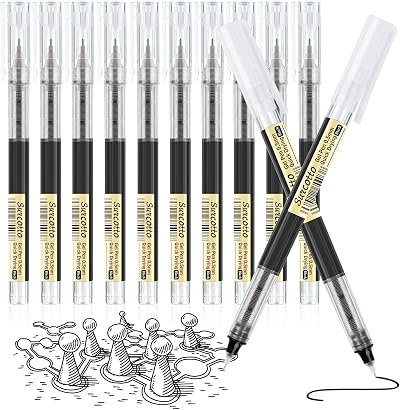 Surcotto Gel Ink Pens 12 Pack 0.5mm Black Ultra-Fast Drying Smooth Writing