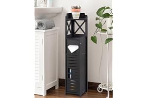 Toilet Paper Storage,Small Bathroom Storage for Half Bathroom,Small Bathroom Storage for Tiny Spaces,Little Shelf for Bedroom,Narrow Toilet Paper Cabinet for Restroom,Black by AOJEZOR