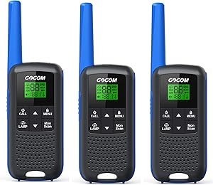 GOCOM Walkie Talkies Adult Long Range FRS 2 Way Radio 3 Pack, NOAA Weather Handheld VOX & Flashlight for Biking Hiking 22 Channels Camping with Earpiece, UHF 462.55-462.725MHz,467.5625-467.7125MHz.