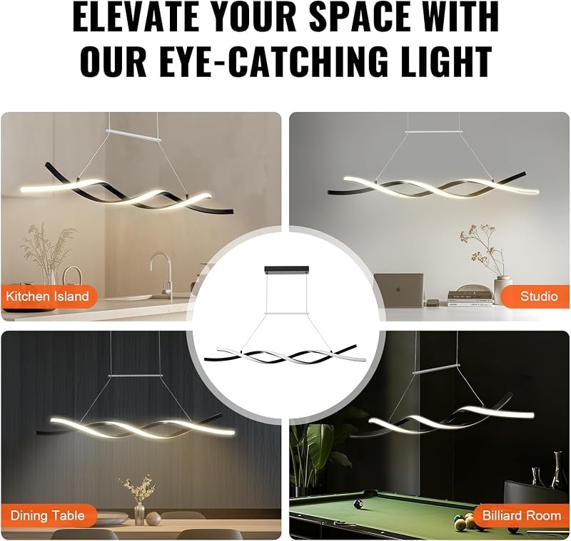 Luminaire moderne suspendu, 24 W, suspension LED à intensité variable avec abat-jour en silicone et télécommandé, température de couleur réglable 3000 K-6000 K, pour cuisine, salle à manger