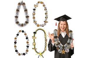 Roctocesy 2025 Graduation Money Lei, DIY Flower Sticker Pieces, Class of 2025 Ribbon Leis Necklace Kit, Congrats College Master's Degree Senior High School Grad Party Supplies Gift Set of 6