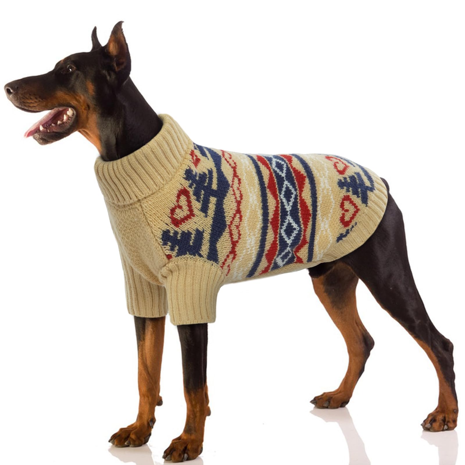 Dog Jumpers Large Size, Christmas Outfit Coat Christmas for Dogs Boy Girls Sweater Keeps Pets Warm and Snuggly during Cold Weather(Khaki, XL)