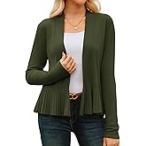GRACE KARIN Women's Lightweight Draped Open Front Cropped Cardigan Long Sleeve Sweaters Peplum Knit Tops