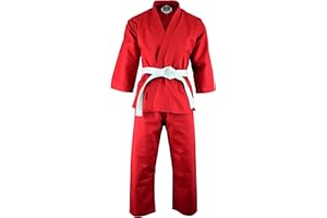 TRUESAGAUSA - Regular Light Weight Karate Open Coat Uniform 8 Oz Cotton Poly White Belt Included