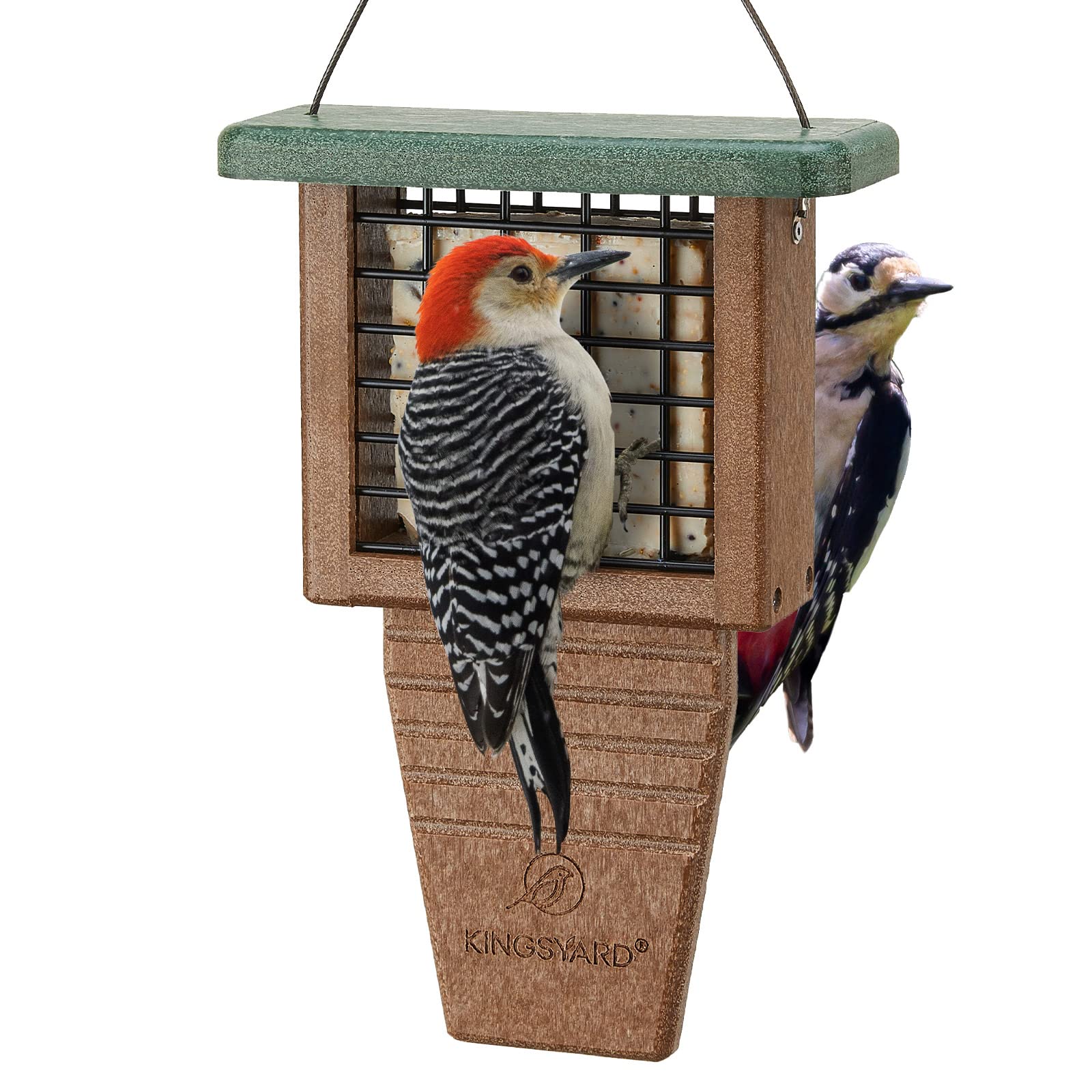 Photo 1 of Kingsyard Recycled Plastic Suet Feeder, Tail Prop Suet Feeder for Outside Hanging, Sturdy & Durable, Great for Woodpecker & Clinging Birds, Green
