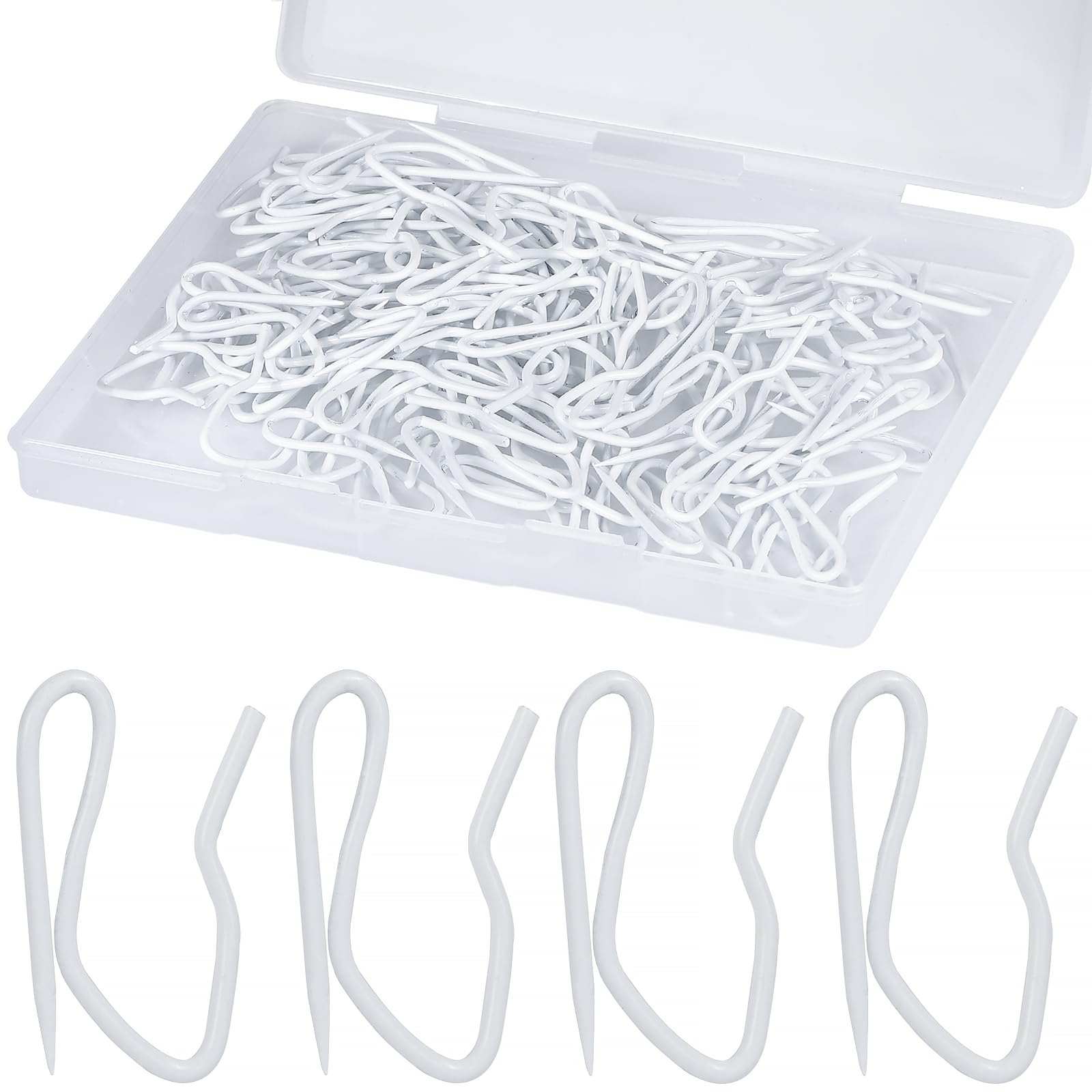 Photo 1 of Curtain Hooks 100 pcs 1.2 inch Metal Drapery Pin Hooks for Door Curtains (White)