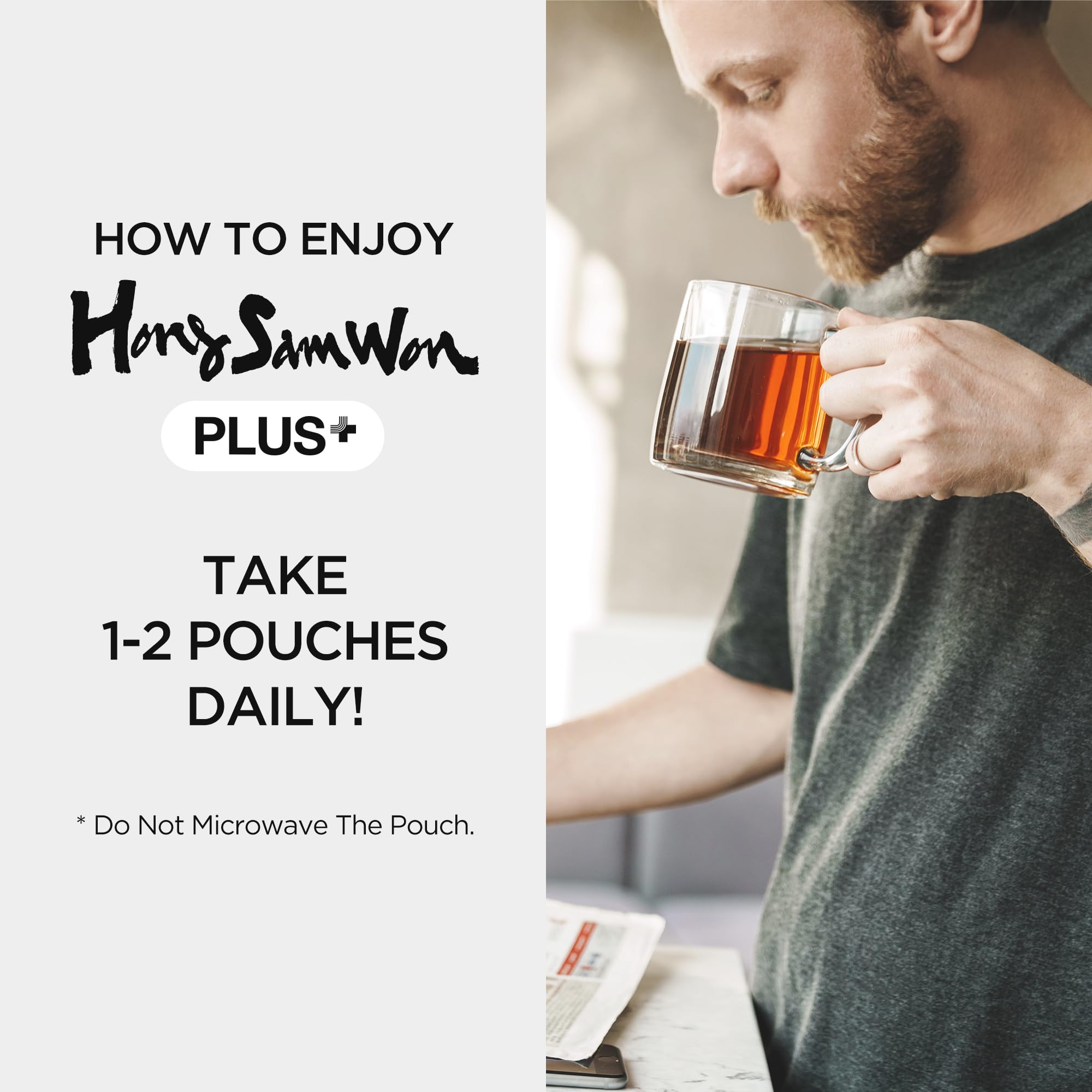 JungKwanJang Hong Sam Won Korean Red Ginseng Drink, Herbal Tea Vegan Friendly (30 Pouches)