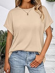 AUTOMET Womens Summer Tops Oversized Short Sleeve