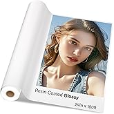 RCdepot1-1 x Premium RC Glossy Photo Paper Roll 24 inch x 100 ft Wide Format Inkjet Print. New Upgrade, Resin-Coated Layer in The Back, More Durable and Waterproof, No Easy to Get Wrinkle Quick Dry