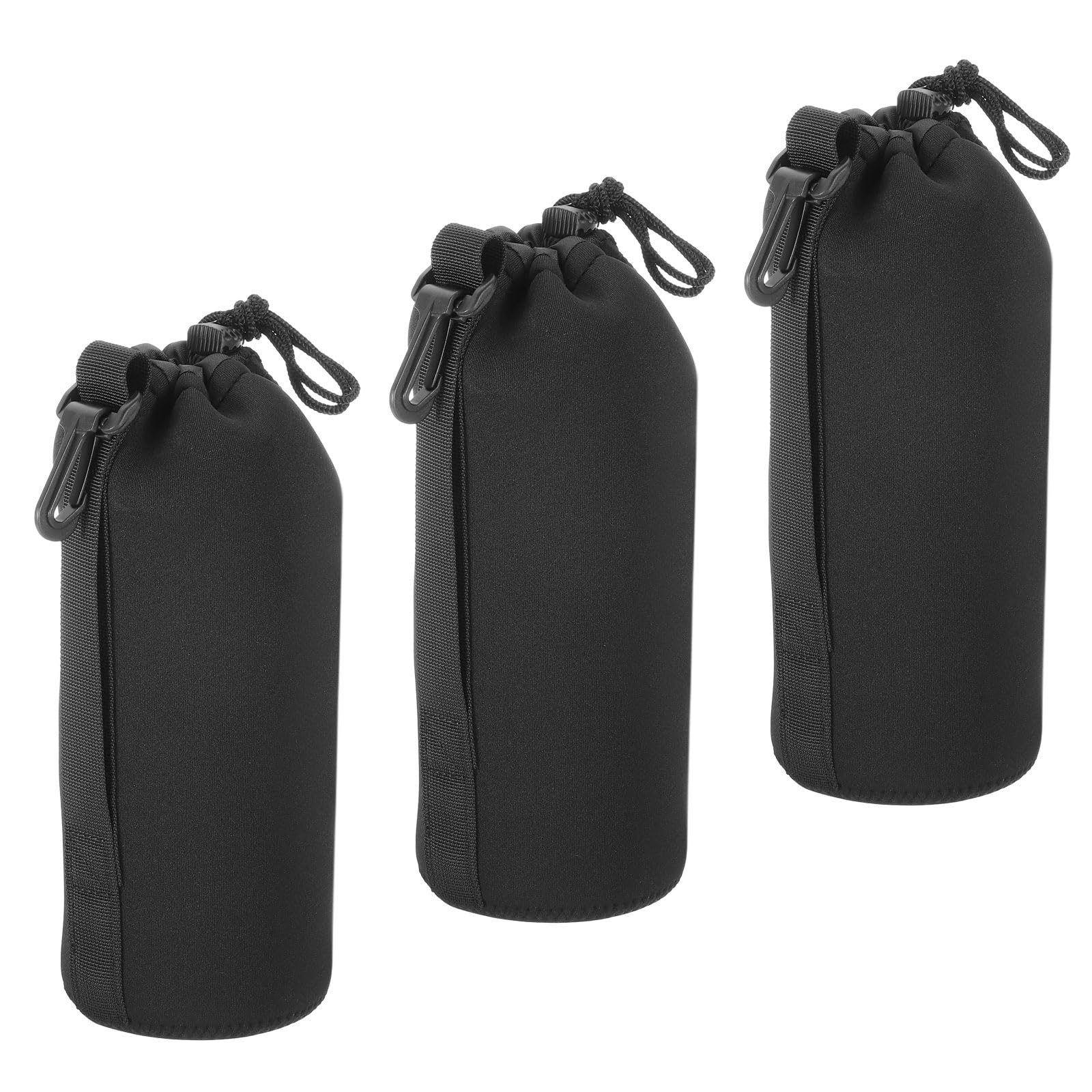 PATIKIL Camera Lens Bag, 3 Pcs 3.7" ID x 9.8" H Drawstring Lens Pouch with Thick Protective Neoprene, Lens Case for DSLR Camera Lens, Water Coffee Cups Black