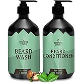 Striking Viking Beard Wash and Conditioner (Tea Tree & Biotin) - Paraben & Sulfate Free Cleansing Care for All Beard Types (10oz Per Bottle)