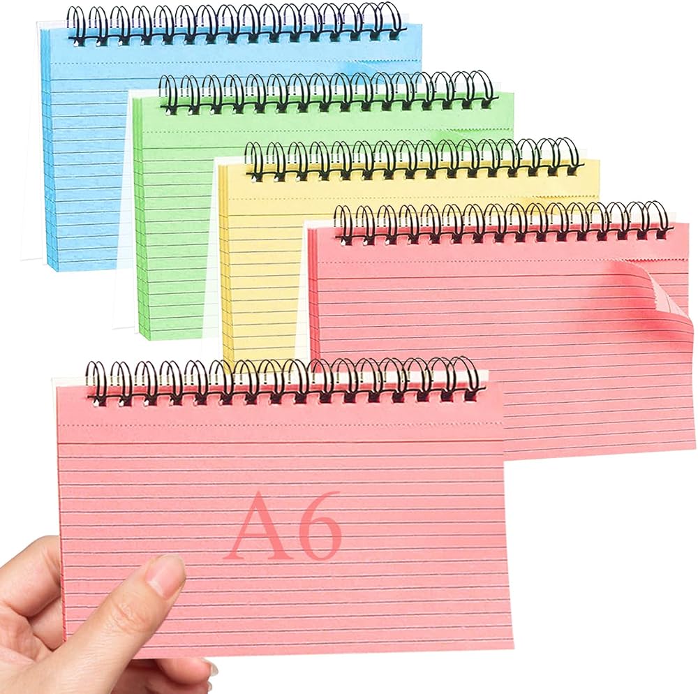 VAKKI Flash Cards 200 Pcs A6 Revision Cards 4 Pack Coil Lined 4 Colours