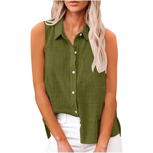 Women's Flowy Pleated Button-Down Tank Top - Sleeveless V-Neck Summer Top For Casual Wear - View #8