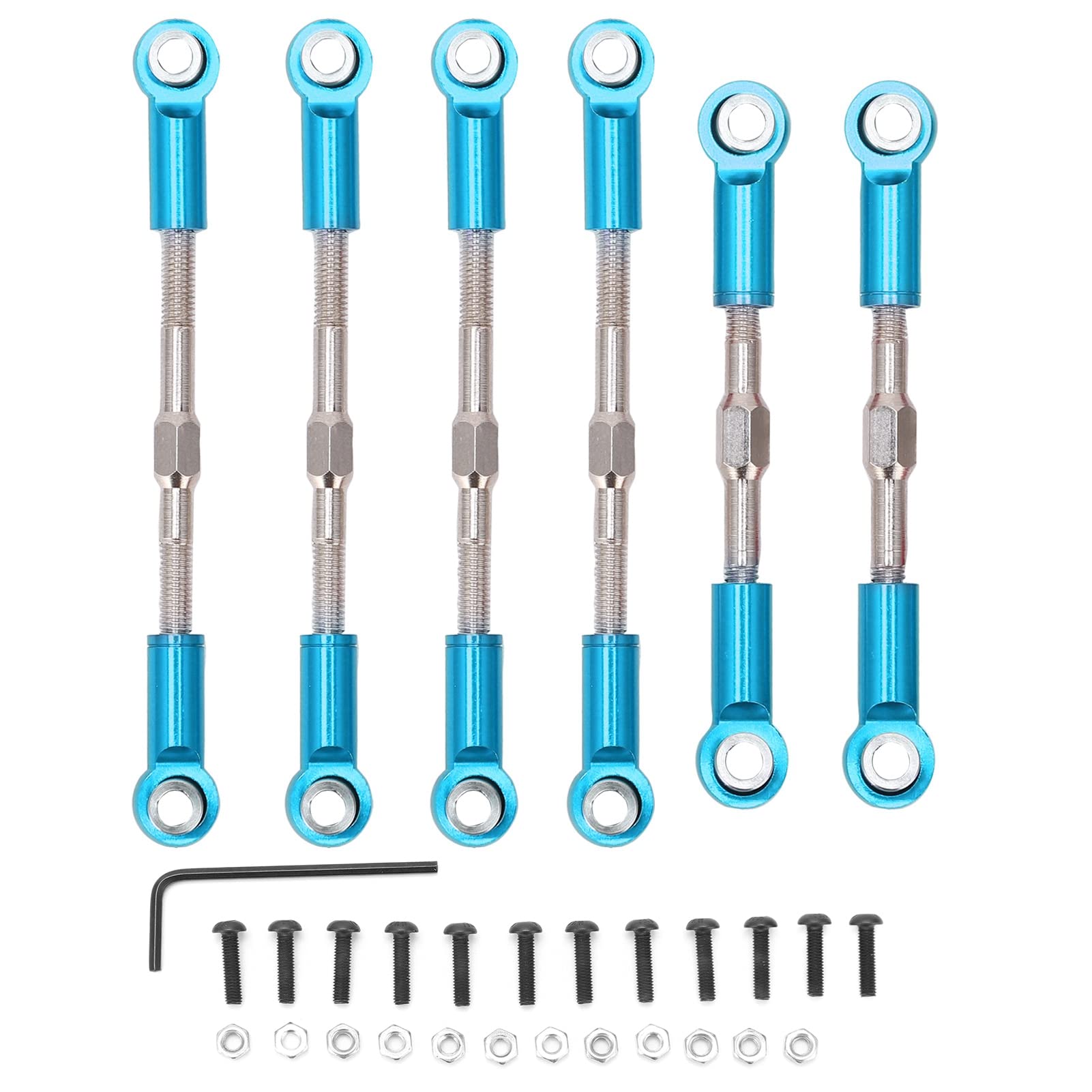 RC Steering Rod,Metal Pull Rod Servo Link Linkages Tie Rod for WLtoys 144001 124018 124019 1/14 RC Car RC Car Upgrade Parts(blue)