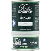 Rubio Monocoat Oil Plus 2C, 175 ft&sup2;, Wood Stain, Pure, 350 mL | Includes Part B (Accelerator), Linseed-Based Hard Wax Oil Wood Finish, Colors &amp; Protects Interior Surfaces, Sealer in One