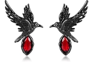 Trinckle Halloween Gothic Earrings for Women Vampire Goth Accessories | Vintage Raven Earrings, Dangle Black Rose Jewelry, Da