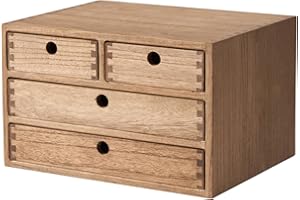 KIRIGEN Wood Desktop Storage Cabinet/Workspace Document Office Necessity Organizer with 4 Drawers/Home,Office Letter Mail Sorter with 3 Levels/Hold Makeup Box (BR, 3-Layer &4 Drawers)