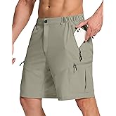 SERAMY Mens Hiking Cargo Shorts with 6 Zipper Pockets 9" Quick-Dry Lightweight Short for Golf Casual Fishing