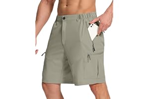 SERAMY Mens Hiking Cargo Shorts with 6 Zipper Pockets 9" Quick-Dry Lightweight Short for Golf Casual Fishing