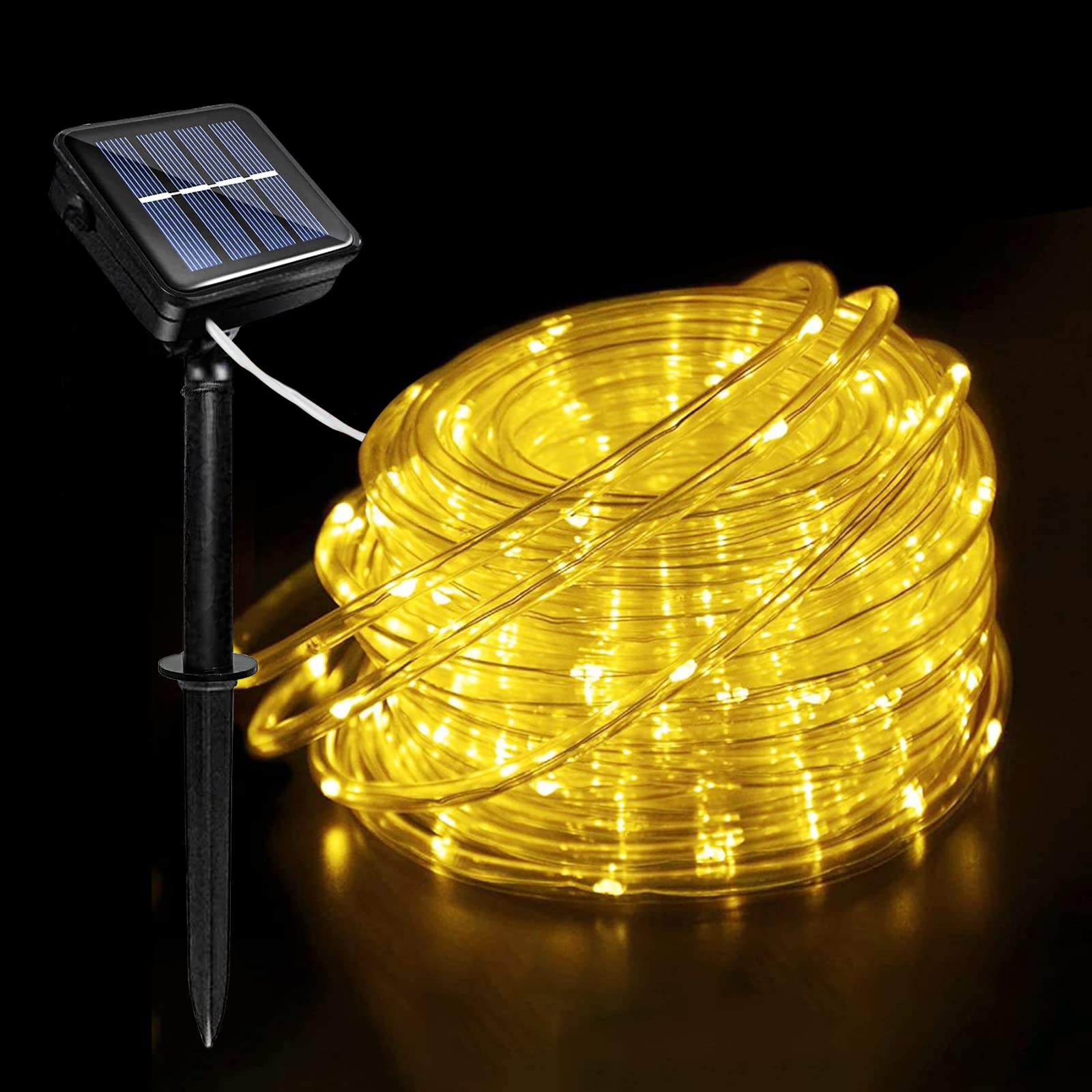 Acxilexy Solar String Lights Outdoor, 33 FT 100 LED Tube Fairy String Light, Waterproof String Light with 8 Modes, Remote Control, Ideal for Indoor Outdoor Party Christmas Decoration [Energy Class A]
