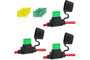 3 Pack 14AWG Inline Fuse Holder,Tinned Copper Marine Wire, Blade Automotive Fuse Holder for Car Truck ATV Boat Motorbikes wit